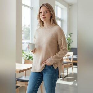 H & M tan fall super soft stretchy light sweater